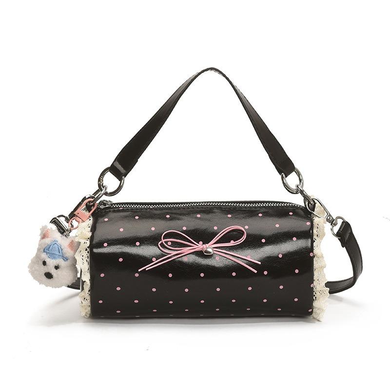 

Cute bag women s polka dot design cylinder bag portable fresh and sweet niche fashion women s shoulder messenger bag Small чорний