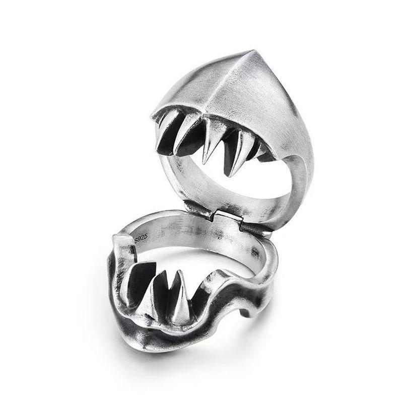 

Gothic Beast Adjustable Ring for Men, Demon Monster Open Skull Ring, Punk Hip Hop Rap Jewelry, Streetwear Biker Ring resizable серебряный