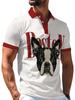 Men's Outdoor Polo Shirt, Available in Multiple Sizes, Features a White Base with Small Dog Print. Stylish and Comfortable, This Men's Top Is Suitable