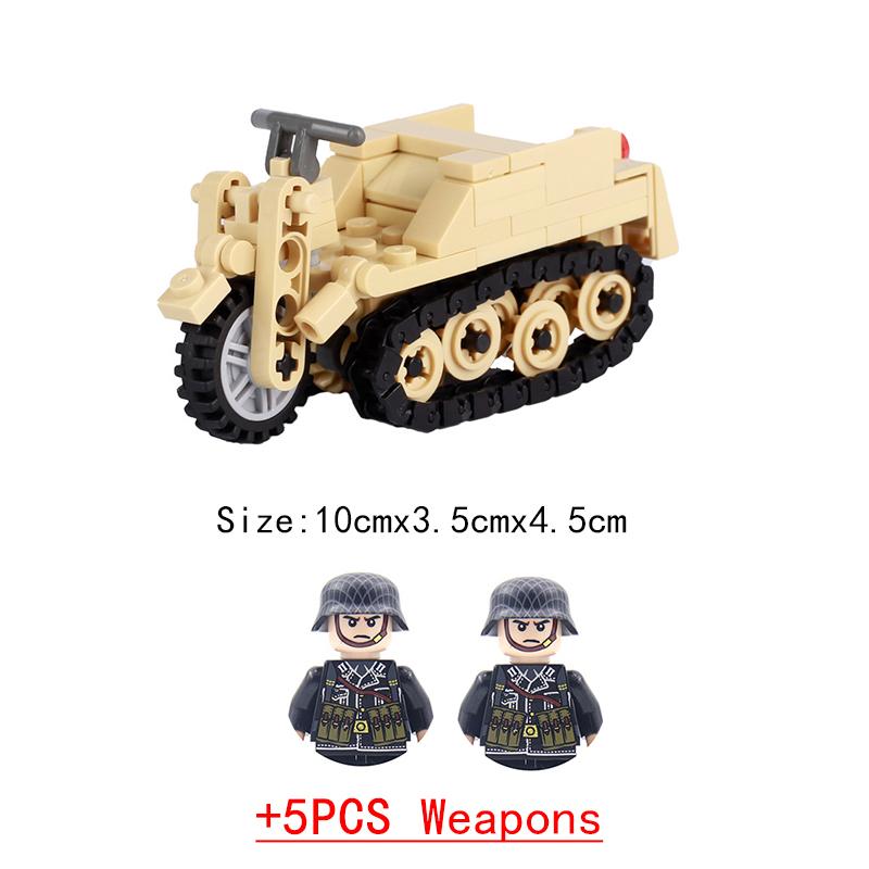 Non-Toxic Wwii Military North African Campaign Wheeled Armored Vehicle Tank Cannon Soldier Figures Building Blocks Weapon Truck Army Toy