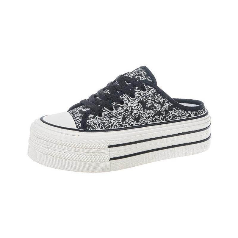 

Женские весенне-летние парусиновые шлепанцы на толстой подошве в корейском стиле с закрытым носком - Универсальные, дышащие, нишевый дизайн 36 чёрный