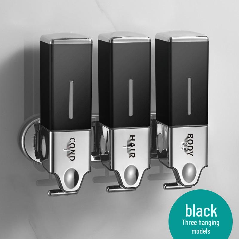 Wall-Mounted Dual Soap Dispenser with Double Hook for Bathroom & Kitchen