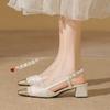 Mary Jane bag head sandals women's new summer empty nude word with thick heels high heels