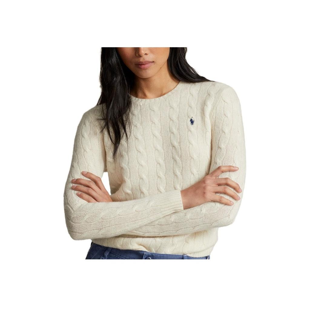 Polo Ralph Lauren Logo Embroidered Crew Neck Sweater Women sweater Off-White 211910421-001