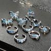 Blue Oil Drop Butterfly Open Ring Irregular Fold Light Luxury High Sense Niche Personality Ring
