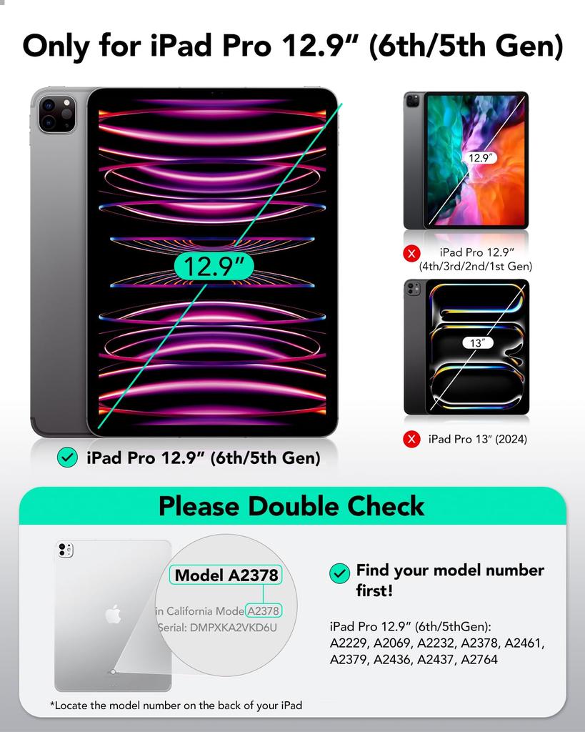ESR iPad Pro Case Exclusive Rotating Case with Removable Magnetic 9 Adjustable Angle Rugged Shift Gray 12.9 (2022/2021, 6th/5th Generation) Cover,