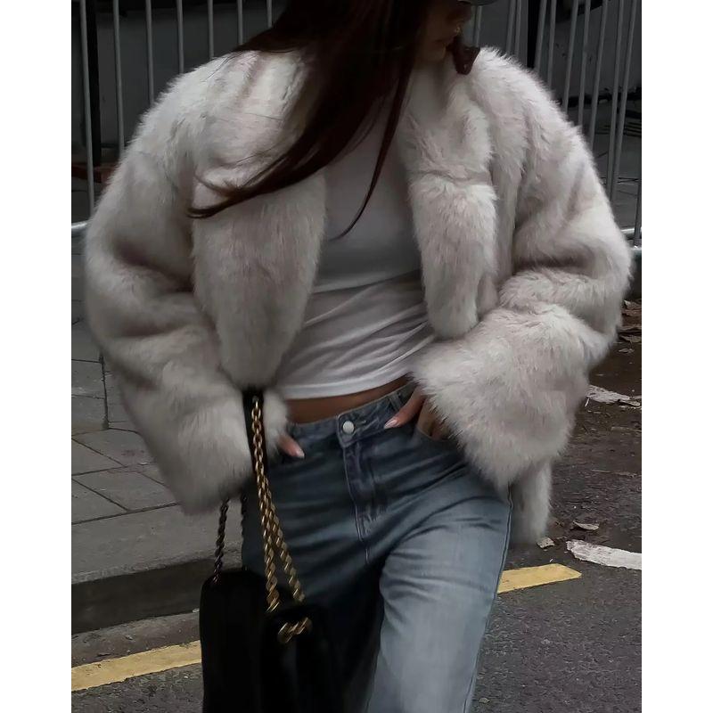 Fall and Winter New Arrival Women's Clothing Fashion Style Elegant Socialite Thermal Furry Clothes Fashion Fur Effect Coat Overcoat