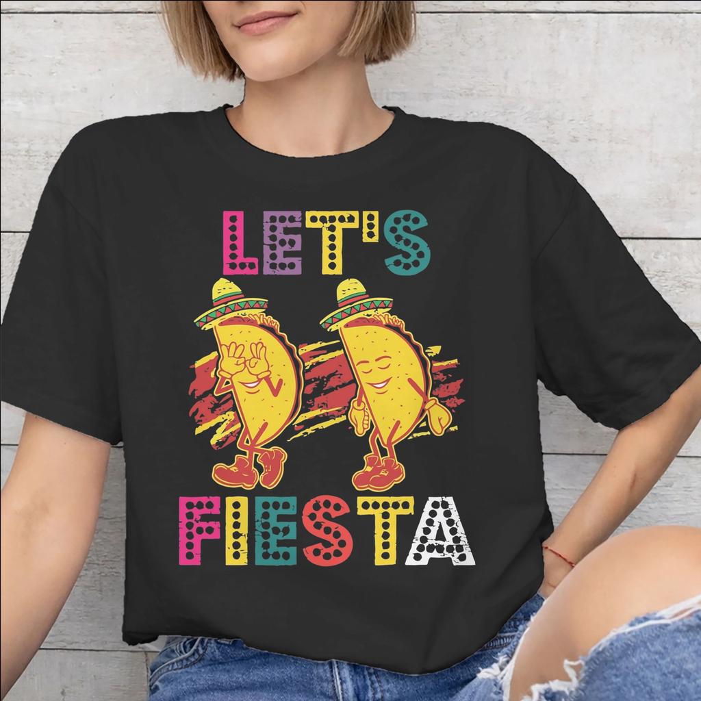 Lets Fiesta Cinco De Mayo Graphic Printing T Shirts Men Women Cotton Tee Shirt Clothing
