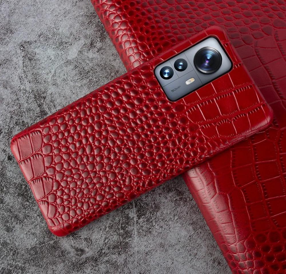 Crocodile Pattern Genuine Leather Case for Xiaomi 14 Ultra 13 Pro 12S 12T Mi 11 Lite Redmi Note 12 Pro Plus K50 K40 Hard Cover