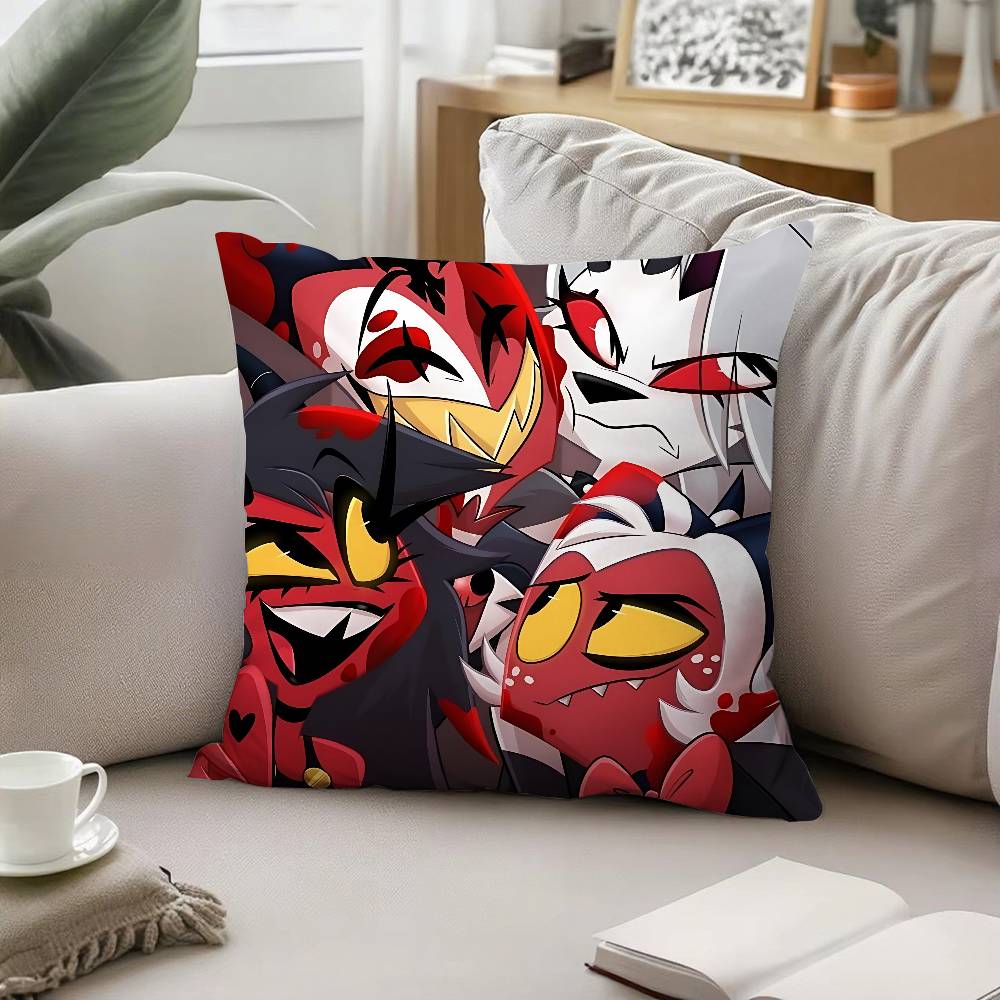 Urocza poszewka na poduszkę A-Helluva Boss-H Poszewka na poduszkę do rzucania Miękka Urocza Poszewka na poduszkę do samochodu Kanapa Poszewka na poduszkę Poliester Z zamkiem błyskawicznym