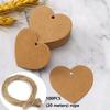100pcs Heart Shaped Paper Tags with 20 Meter Hemp Rope Red Heart Price Tag Craft Hang Tags Love Tag Paper Blank Cards Label