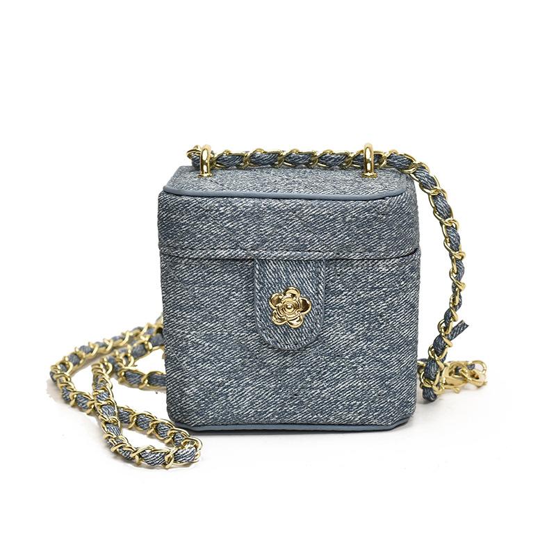 Krabičková taška s trendy diamantovým vzorem Mini dětská crossbody taška s řetízkovým popruhem Dětská taška