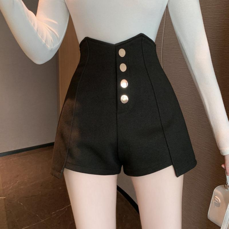Damen Bootcut Hosen im koreanischen Stil - High Waist Schlankmachende Unregelmäßige Shorts, Vielseitiges Weites Bein, Frühling/Sommer