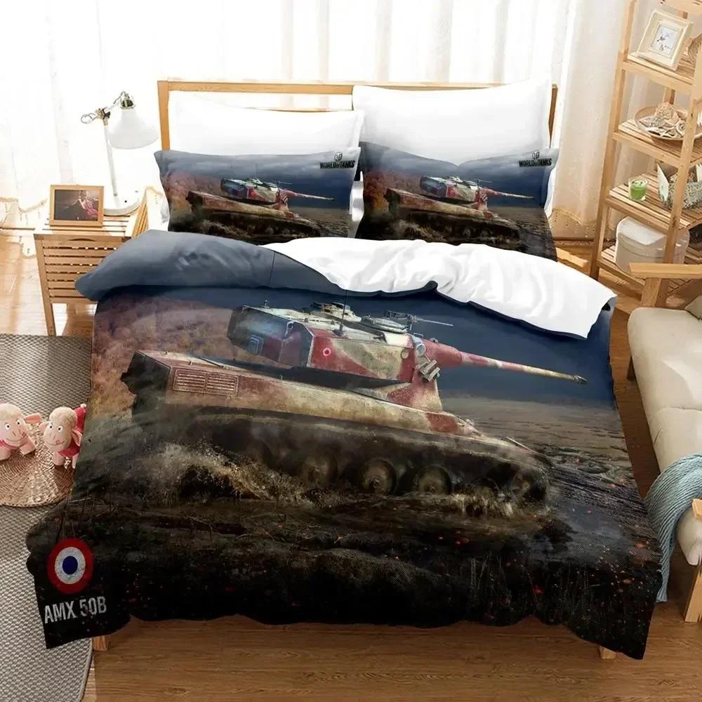 Tank Duvet Cover Set King Size War Theme Bedding Set Dirt Bike Quilt Cover for Kid Boys Men Comfortable Microfiber Quilt Cover