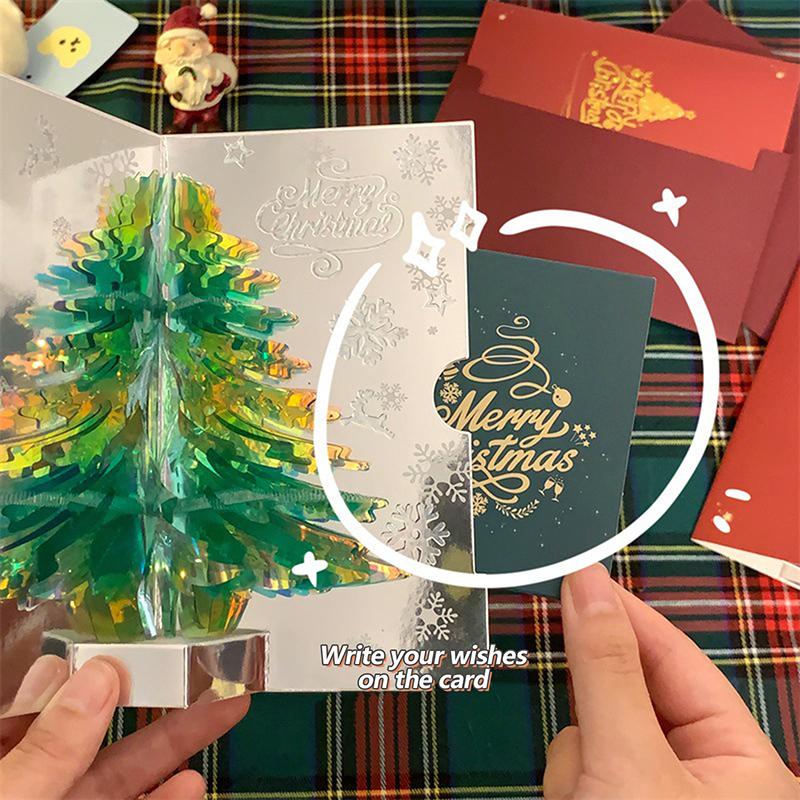 Tarjeta navideña emergente 3D con música, tarjeta de felicitación navideña, tarjetas de invitación con bendición manuscrita, regalos de Acción de Gracias