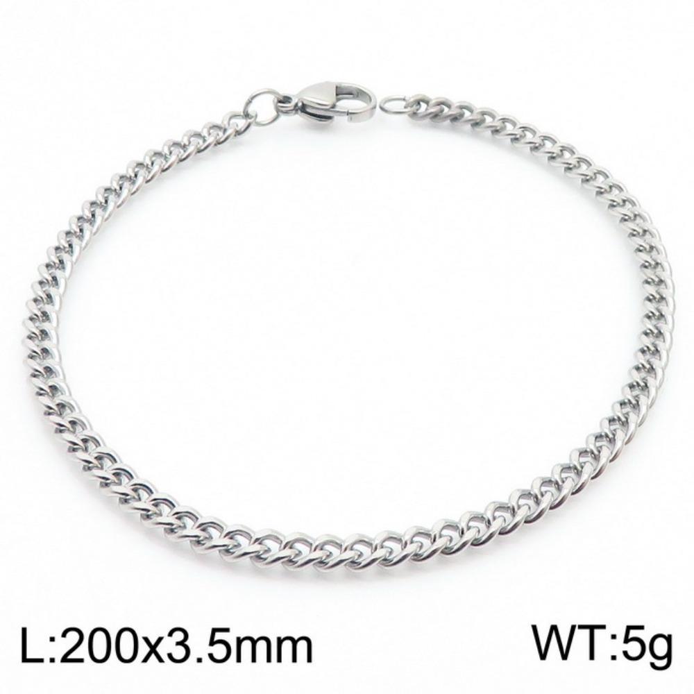 Jewelry Side Flat Chain Stainless Steel Chain, Simple Titanium Steel Men's Trend Hip-hop Bracelet Accessories