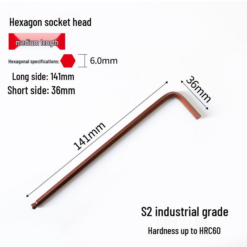 S2 Extended Ball Head Hex Key Wrench, High Strength Hardened 5mm/4mm Hexagonal Tool