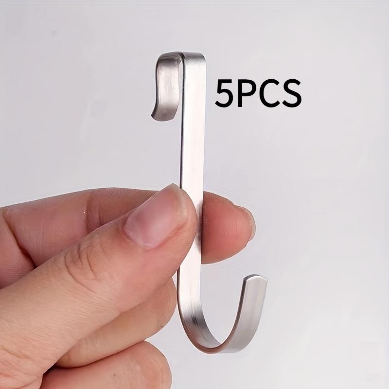 

5Pcs Stainless Steel Heavy-Duty S-Hooks for Multi-Purpose Home Storage срібний