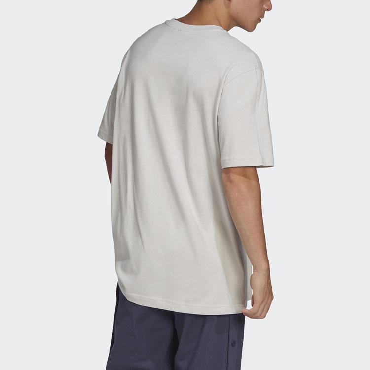 Adidas Originals Clover Logo Print Crew Neck Short Sleeve T-Shirt Men Tops White HN0385