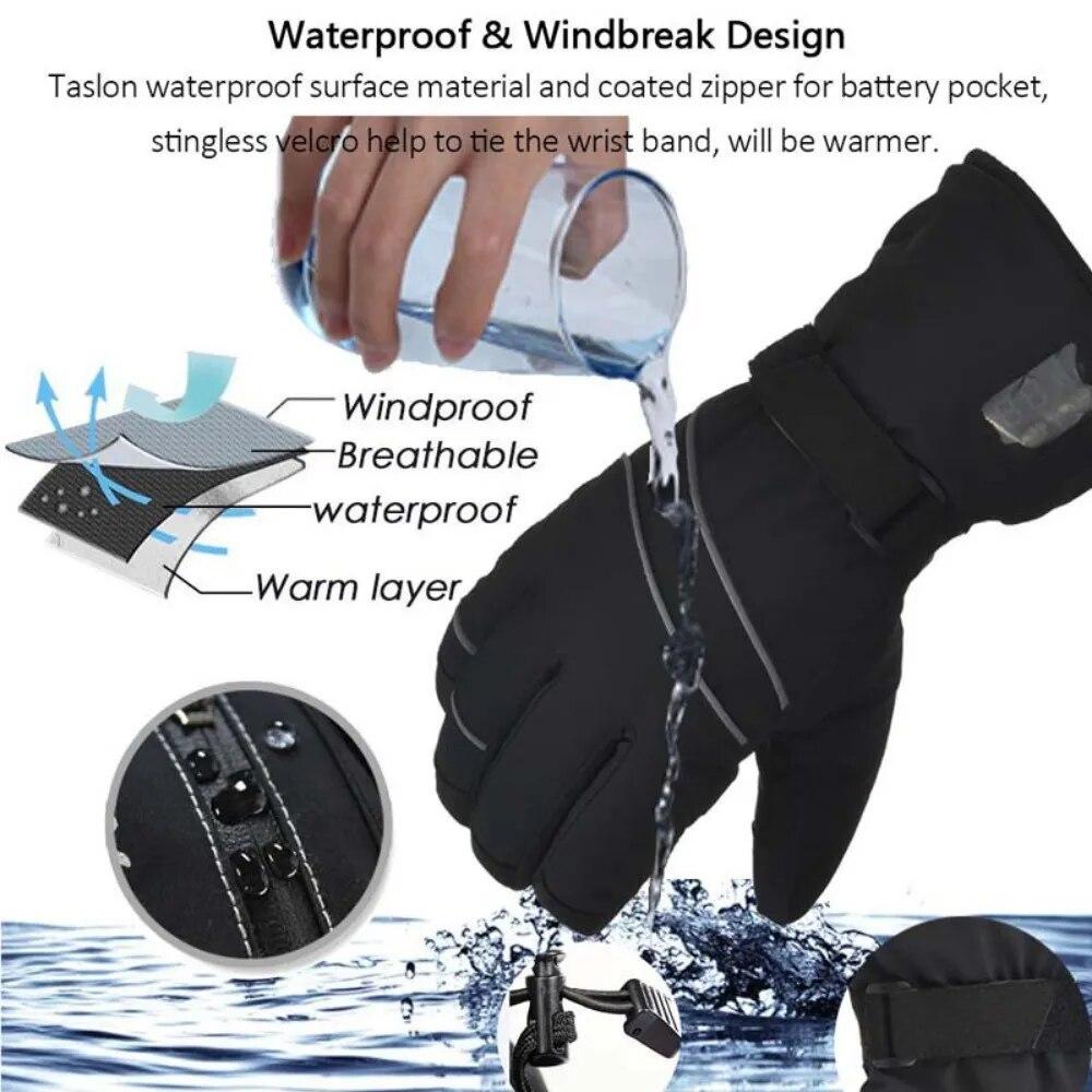 Heated Gloves, Unisex Heating Gloves, Palm Leather Gloves, Default 2200mAh Battery, Winter Riding Motorcycle Gloves