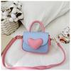 Color Heart Blocking Shaped Buckle Leather Children Shoulder Bag For Daily Use