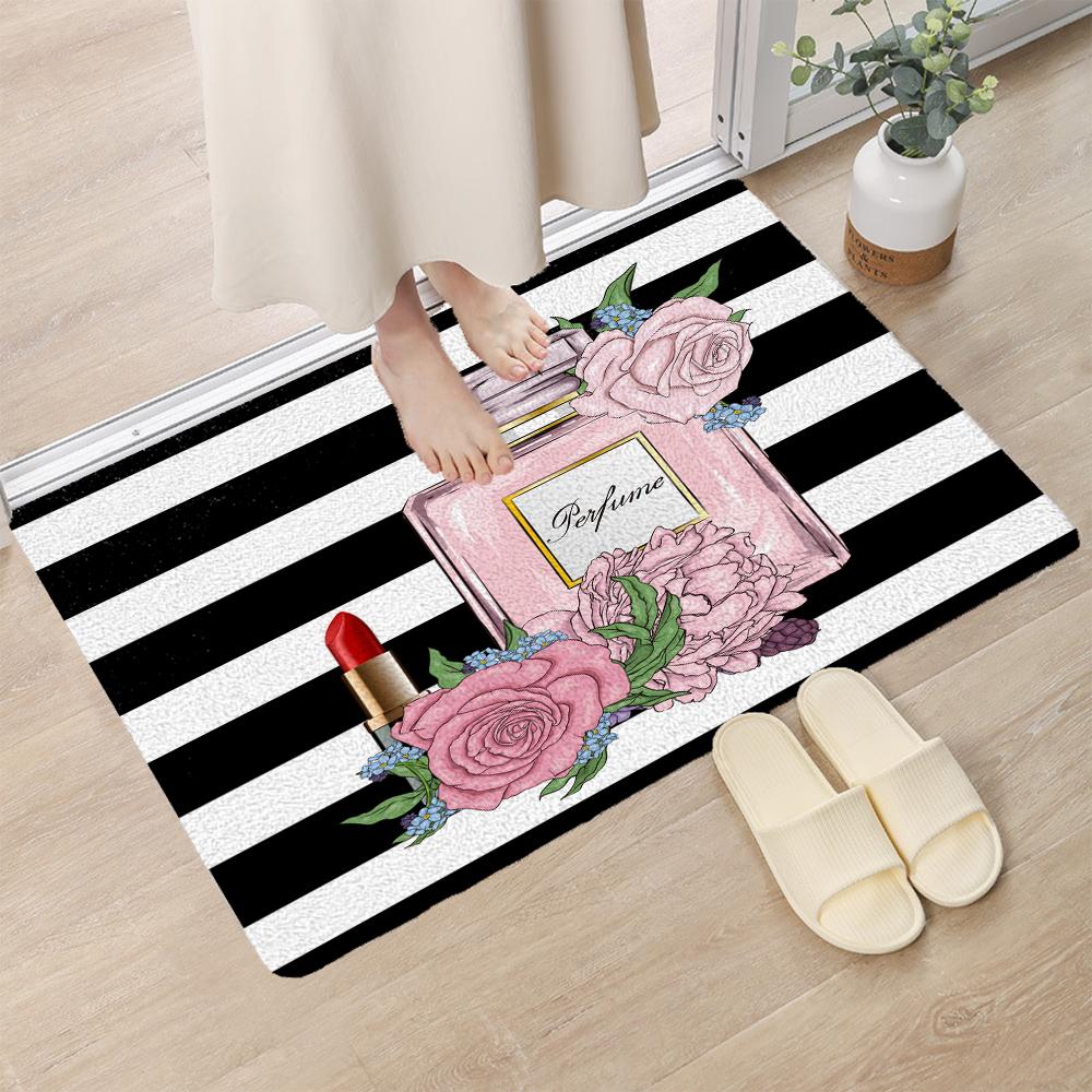 Modern Perfume Cosmetic Pattern Entrance Doormat Carpet Bedroom Decoration Bathroom Rug Home Bath Door Anti-Slip Foot Mat