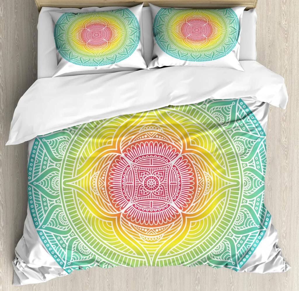 Hippie Mandala Duvet Cover Single King Geometric Comforter Cover Bohemian Style Flower Bedding Set Exotic Tribe Bedroom Decor