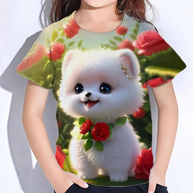 Kawaii Cartoon Animal Cat Kids Adult Printed T-shirt Summer Women's and Men's Casual Outdoor Girl and Boy Short Sleeve Tees Top