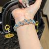 Luxury Zircon Triple Layer Open Bracelet With Flower Accents For Fashionistas And Office Wear