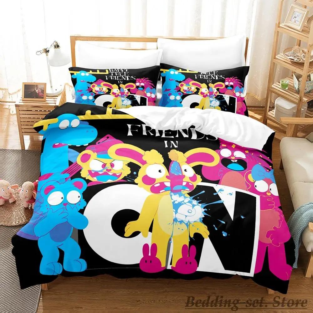 Happy Tree Friends Bedding Set Single Twin Full Queen King Size Bed Set Aldult Kid Bedroom Duvetcover Sets Anime