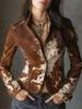 2025 Women's European & American Lapel Print Long Sleeve Single-Breasted Jacket