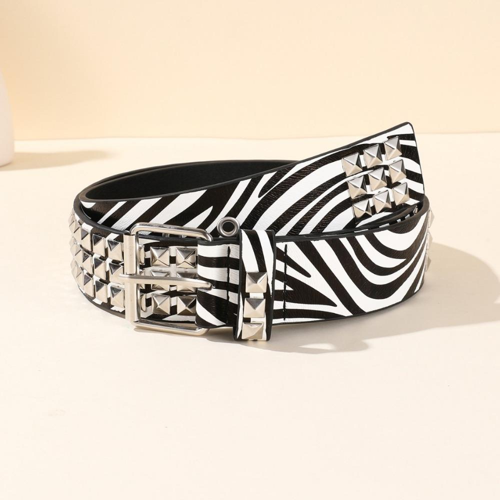 Leopard Print Heavy Metal Belt Punk Women's Belts Trend Jeans Belt Fashion Decoration