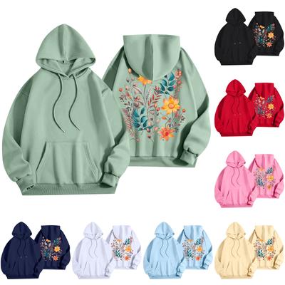 Modischer, leichter Langarmpullover für Damen mit Taschen und Blumen-Print