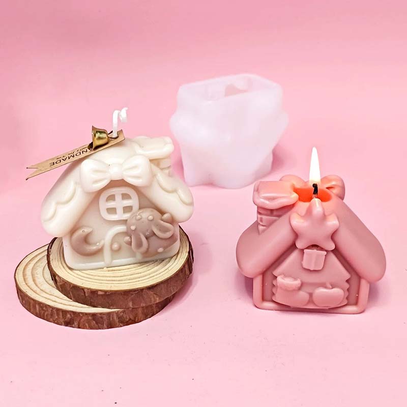 WTEMPO Creative Christmas-House-Shaped Silicone Molds Christmas Candle/Resin Liquid Handicrafts Making Molds Christmas Festival Decorations DIY Molds