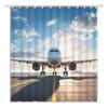 Flugzeug Duschvorhang Flughafen Flugzeug Fliegend Luftwaffe Landebahn Modernes Militär Thema Badezimmer Dekor Polyester Vorhang Mit Haken