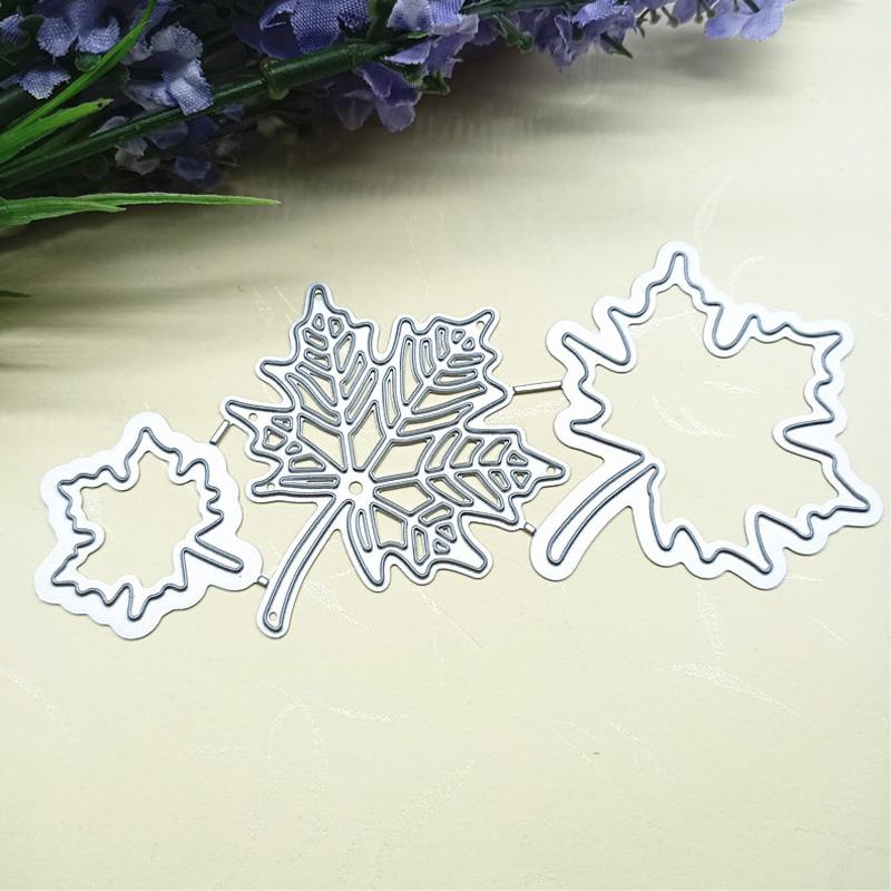 Three Maple Leaves Metal Stencil Embossing Cutting Dies for Diy Scrapbooking Paper Card Embossing Craft Decor