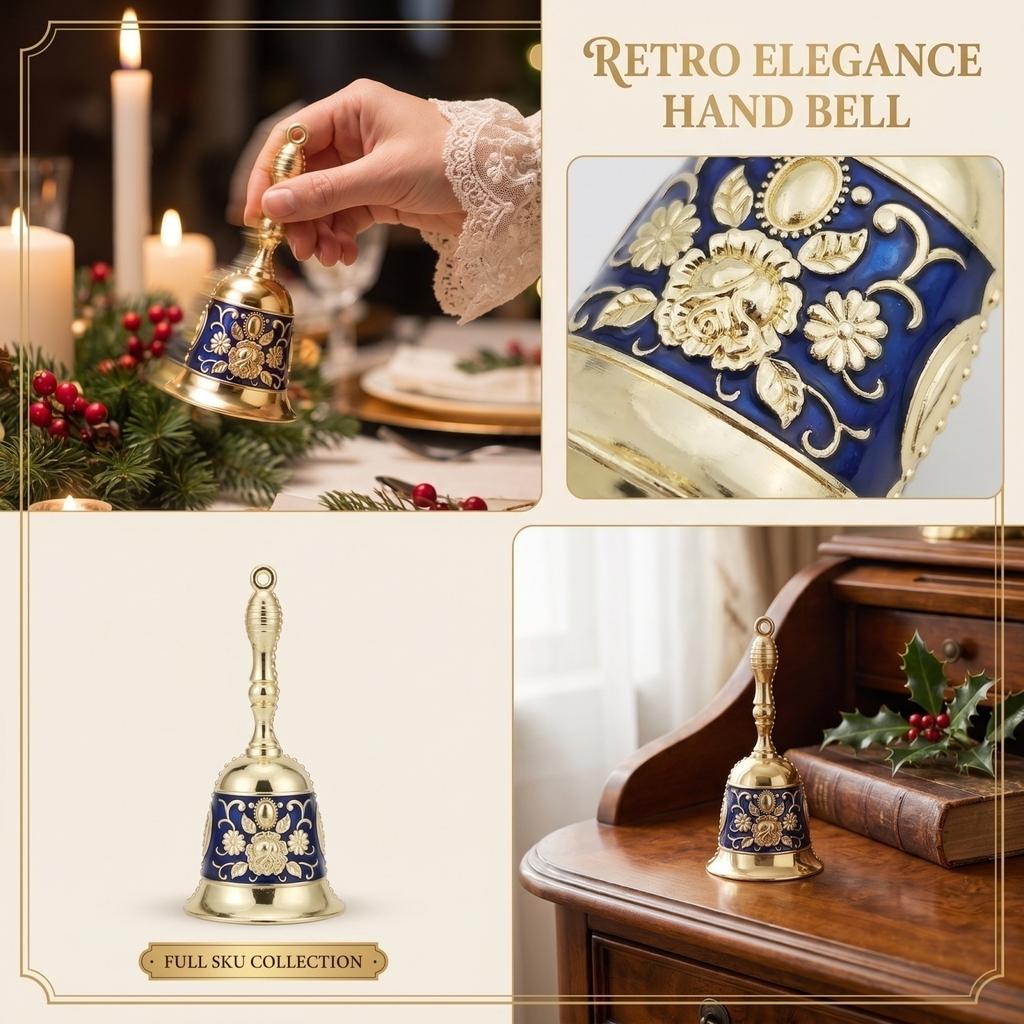 Hand-Cranked Engraved Service Bell - Vintage Bell for Dining, Weddings and Holiday Gifts