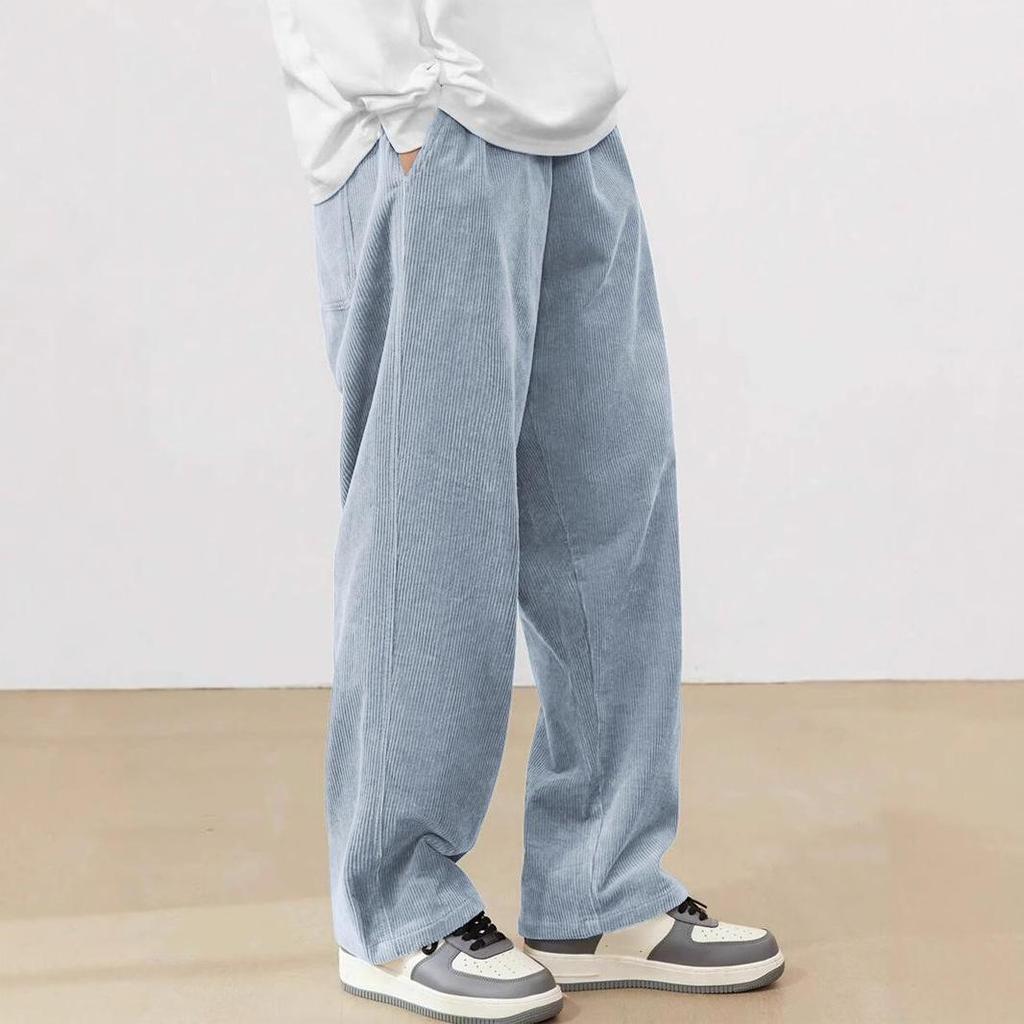Men's Japanese Style Wide-Leg Cargo Pants - Autumn/Winter Casual Trousers