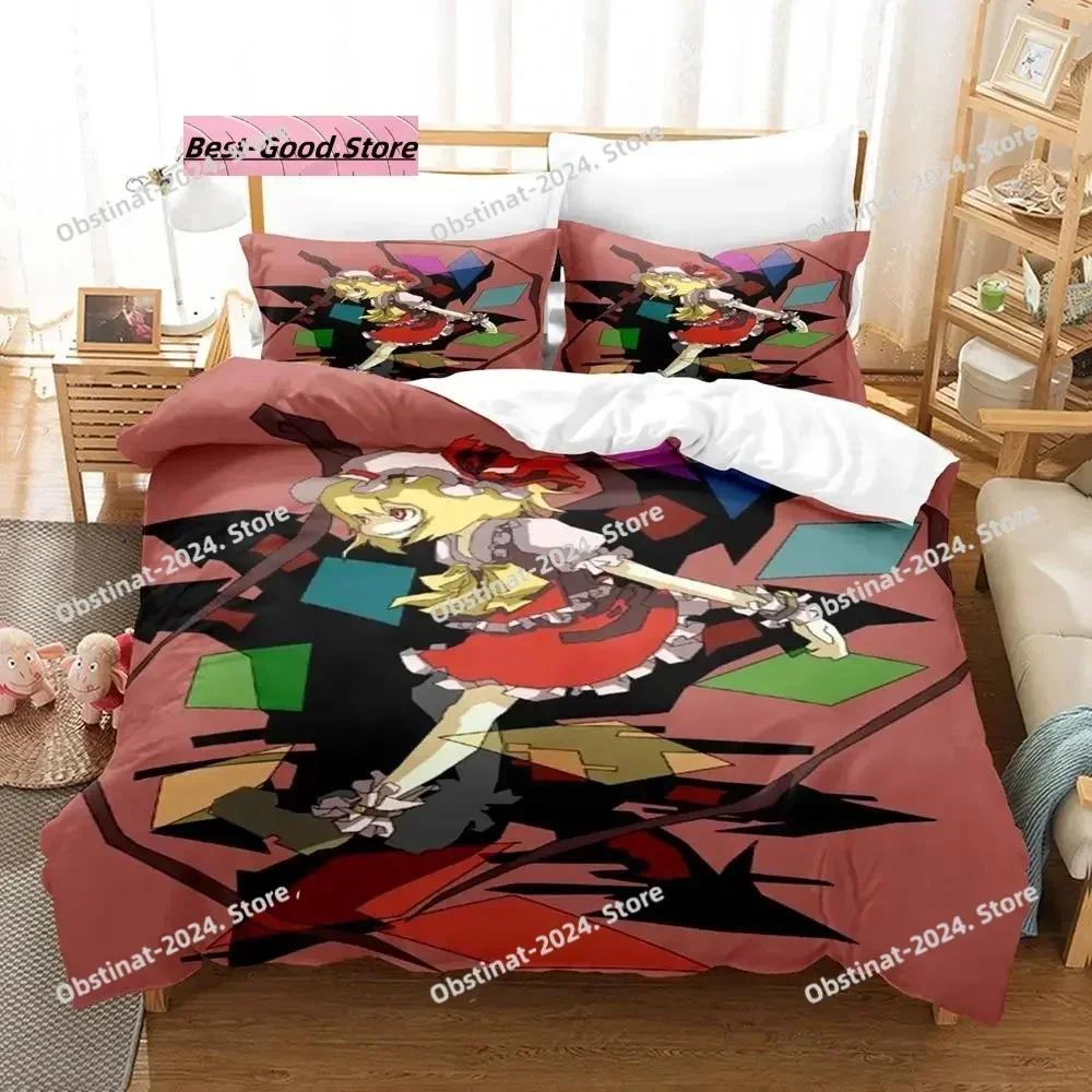 Touhou Project Bedding Set Printed Single Comforter Quilt Bed Cover Duvet Cover Pillow Case 3 Pieces Sets Kids Adult Size Kawaii