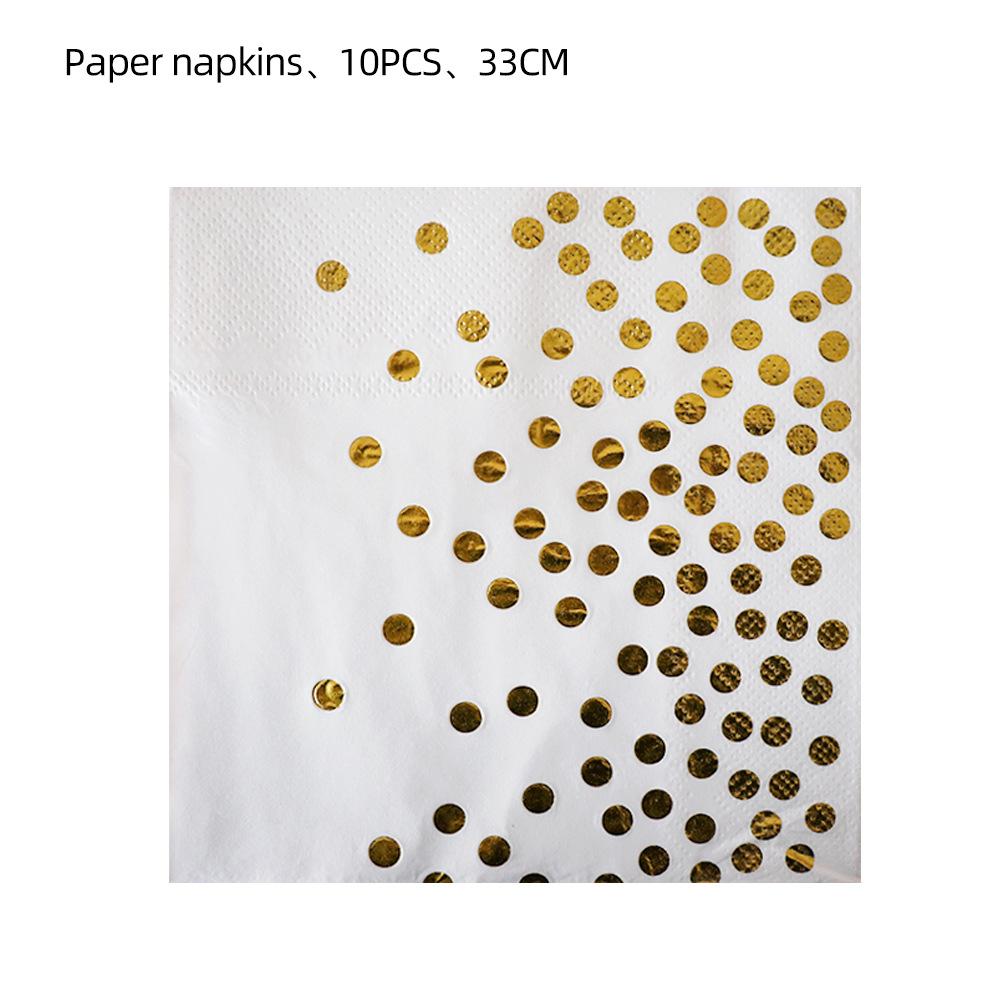 Niezbędne na przyjęcie urodzinowe Białe z brązowym nadrukiem w kropki Tematyczne Jednorazowe Przedmioty Talerz Kubek Papierowy Obrus Dekoracja Flaga