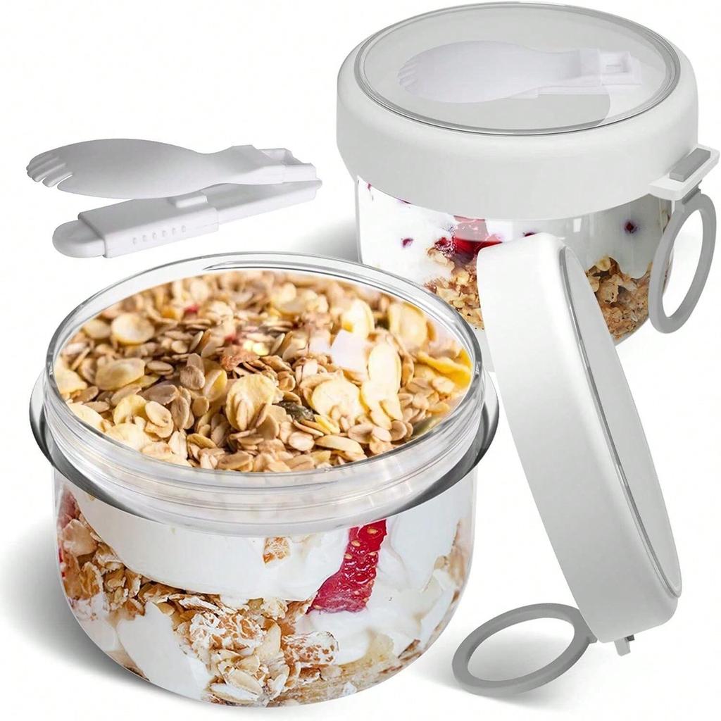 Overnight Oats Containers with Lids,Oatmeal Container To Go with Lids and Spoon Leak-proof ,Breakfast On The Go Cup