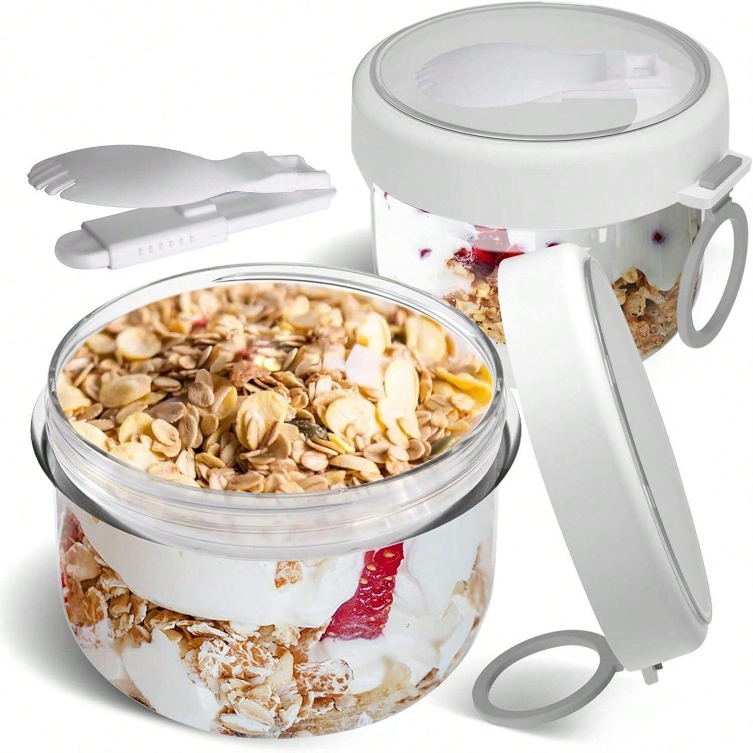 

Overnight Oats Containers with Lids,Oatmeal Container To Go with Lids and Spoon Leak-proof ,Breakfast On The Go Cup Medium 870ML білий