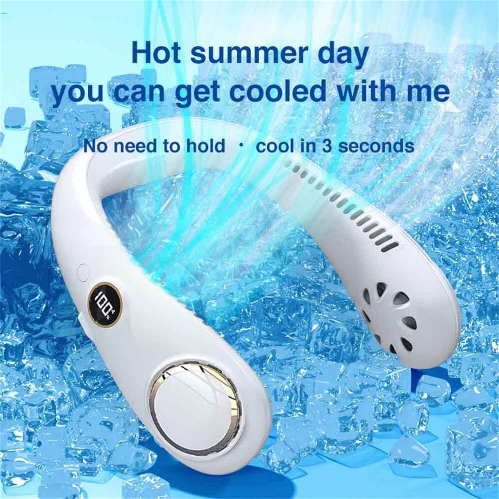 

Hanging Neck Fan 3 Speed Low Noise Led Digital Display Hands Free Bladeless Wearable Sport Cooling Fan White#0