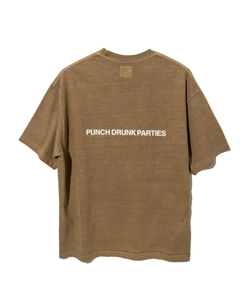 PUNCH DRUNK PARTIES Circle Logo Garment Dyed Tee (Camel)