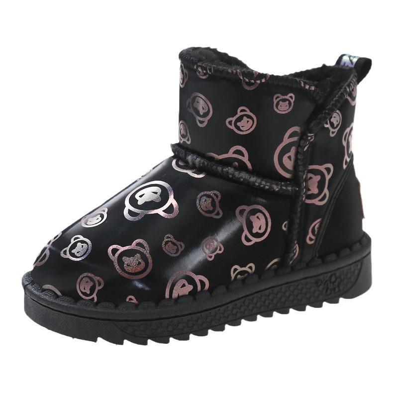 Girls' Winter Snow Boots Soft Sole Plus Velvet Thickened Shoes for Middle and Large Children Boys Cotton Shoes