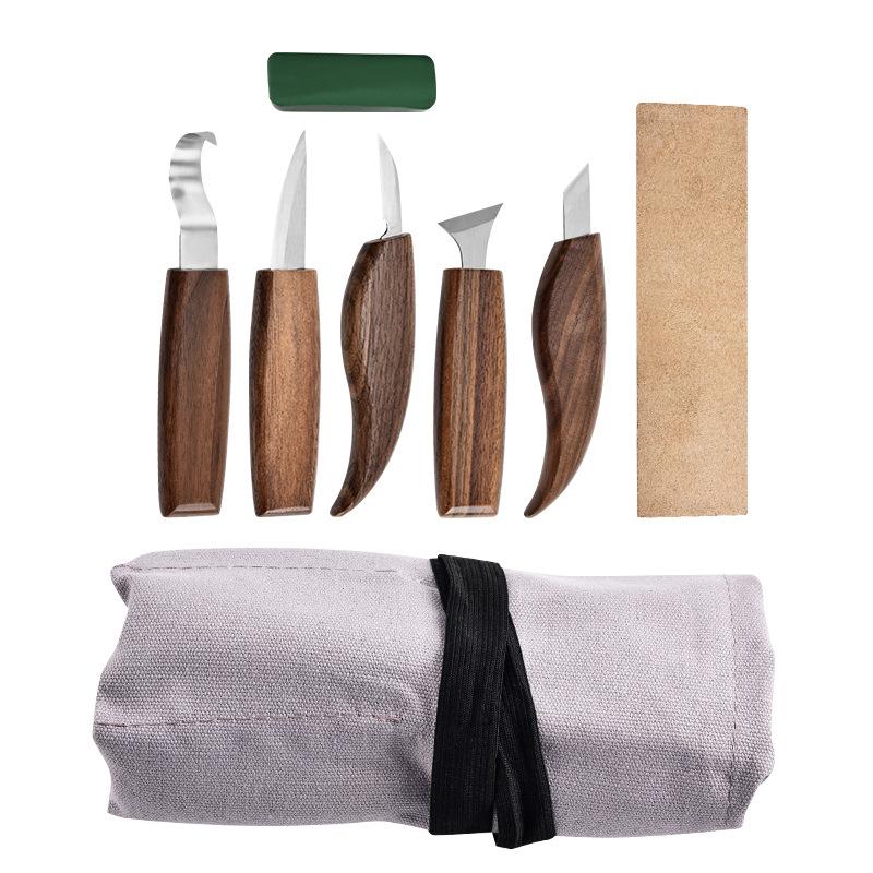 8/17pcs Square Handle Walnut Woodcarving Knife Set DIY Handmade Woodcarving Tools Woodcarving Knife