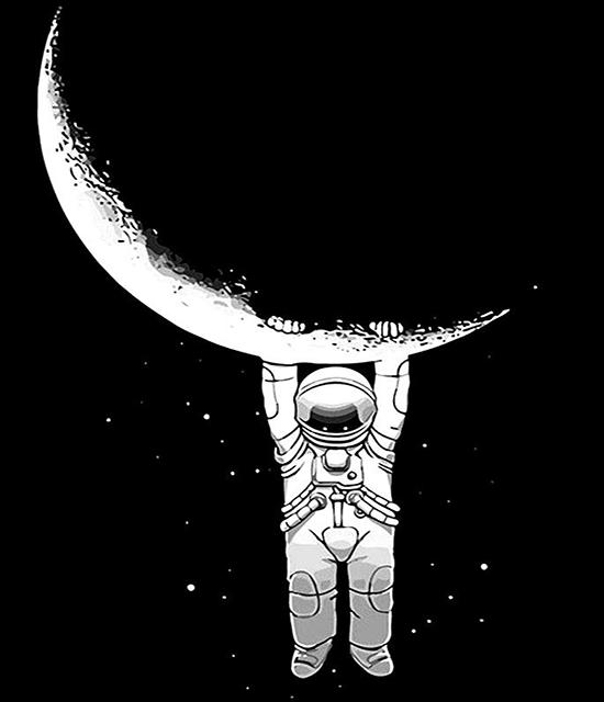 RUOPOTY צייר לפי מספרים אסטרונאוט איור קיר אמנות ייחודית מתנה מצוירת ביד תמונה לפי מספרים ירח לסלון