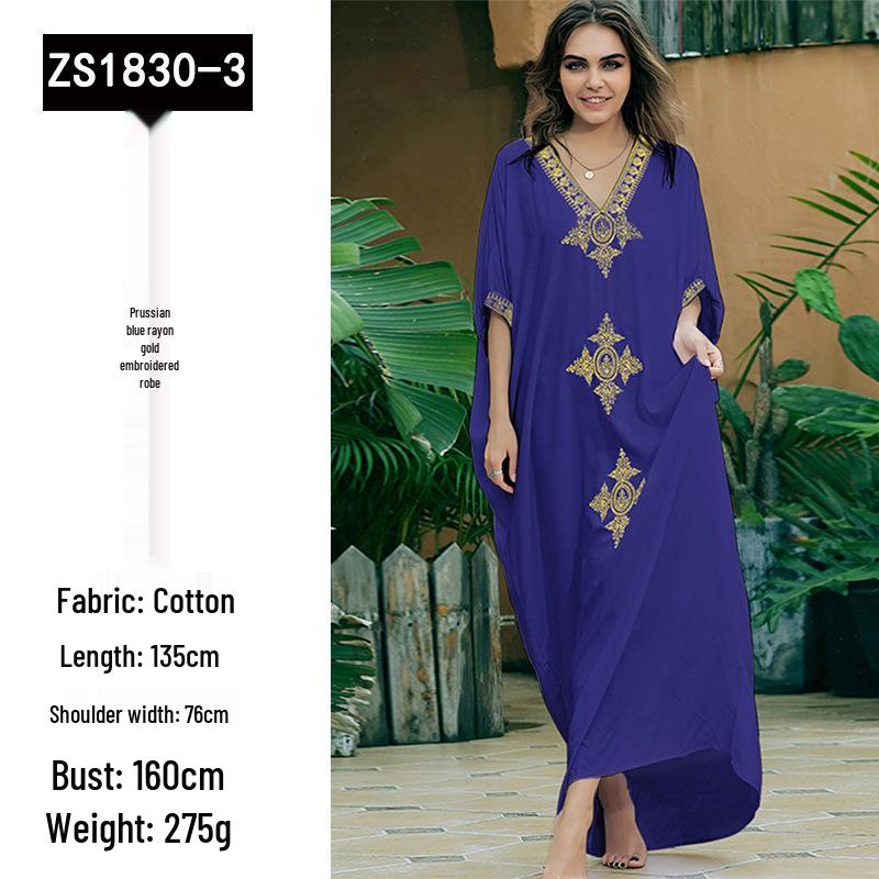 

Хлопковое пляжное платье-накидка с вышивкой большого размера для женщин One Size