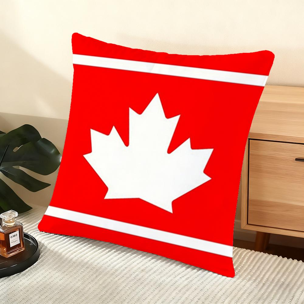 Canada Canadian Flag Ca Leaf Cushion Cover Soft Short Plush Pillow Cover Smooth Cozy Texture Aesthetic Cushion Case Home Decor