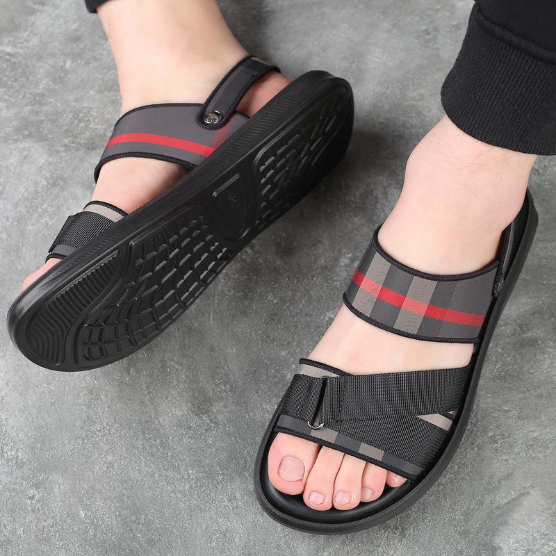2025 direct sales men's cool slippers fashionable and trendy Oxford cloth 2025 summer new non-slip dual-purpose beach shoes men